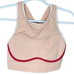 Fabletics Brynn High-Impact Sports Bra Peach Sandalwood High Neck SZ XS Small